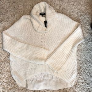 EXPRESS Cowl Neck white knit sweater NWT